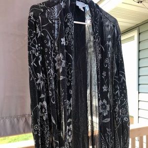 Susan Graver Sheer Black Long cardigan (duster) 2X